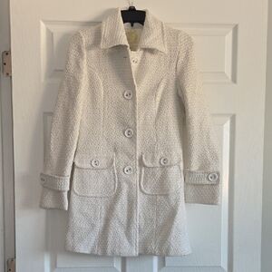 Wet Seal Y2K Wool Blend Pea Coat Juniors Small White Gold Crest Logo Lined